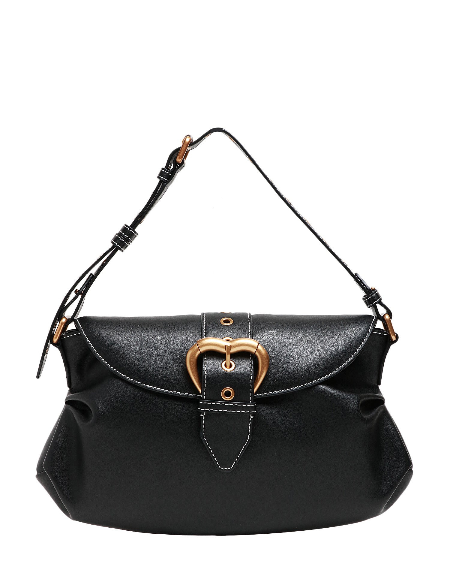 BORSA PINKO NERA JOLENE BAG IN PELLE CRYSTAL CON FIBBIA A RULLO ORO E TRACOLLA REGOLABILE