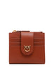 Portafogli donna pinko cuoio in pelle con zip e placchetta love birds oro