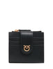 Portafogli donna pinko nero in pelle con piccola zip e placchetta love birds in metallo dorato