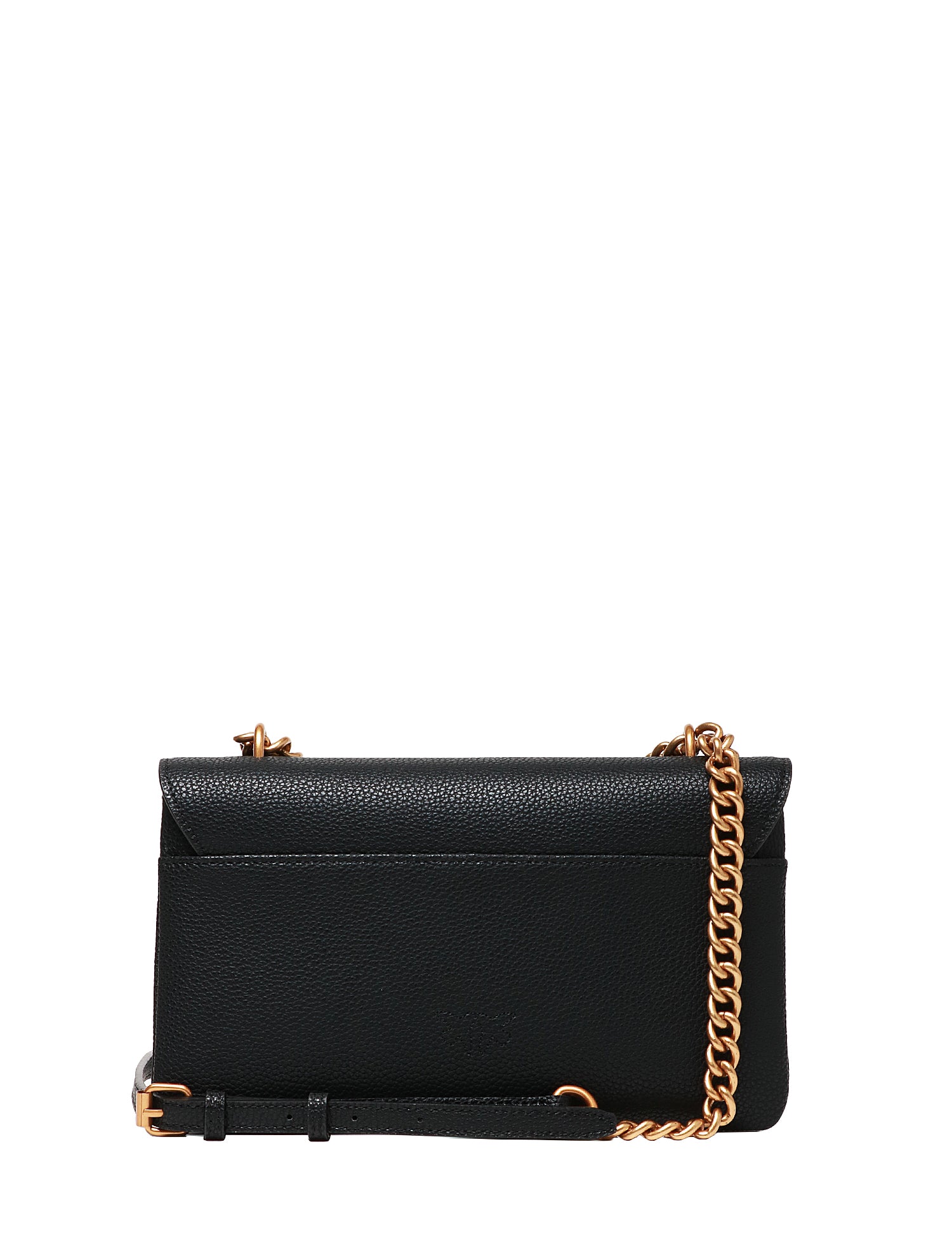 BORSA PINKO LOVE ONE SOFT MINI NERA IN PELLE MARTELLATA CON FIBBIA LOVE BIRDS ORO E DOPPIO INTERNO