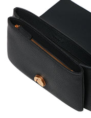 BORSA PINKO LOVE ONE SOFT MINI NERA IN PELLE MARTELLATA CON FIBBIA LOVE BIRDS ORO E DOPPIO INTERNO