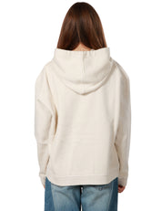 FELPA DONNA PINKO BEIGE CON TASCA A MARSUPIO, CAPPUCCIO E STAMPA PINKO ATELIER SUL DAVANTI LEGGERMENTE OVERSIZE
