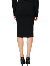GONNA LONGUETTE PINKO NERA CON ELASTICO IN VITA E TRAMA LOGO LOVE BIRDS IN VISCOSA