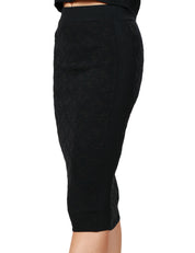 GONNA LONGUETTE PINKO NERA CON ELASTICO IN VITA E TRAMA LOGO LOVE BIRDS IN VISCOSA