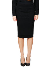 GONNA LONGUETTE PINKO NERA CON ELASTICO IN VITA E TRAMA LOGO LOVE BIRDS IN VISCOSA