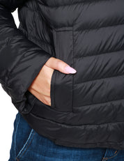 GIUBBOTTO PIUMINO DONNA PINKO NERO IDROVOLANTE IMBOTTITO E TRAPUNTATO CON ZIP E CAPPUCCIO
