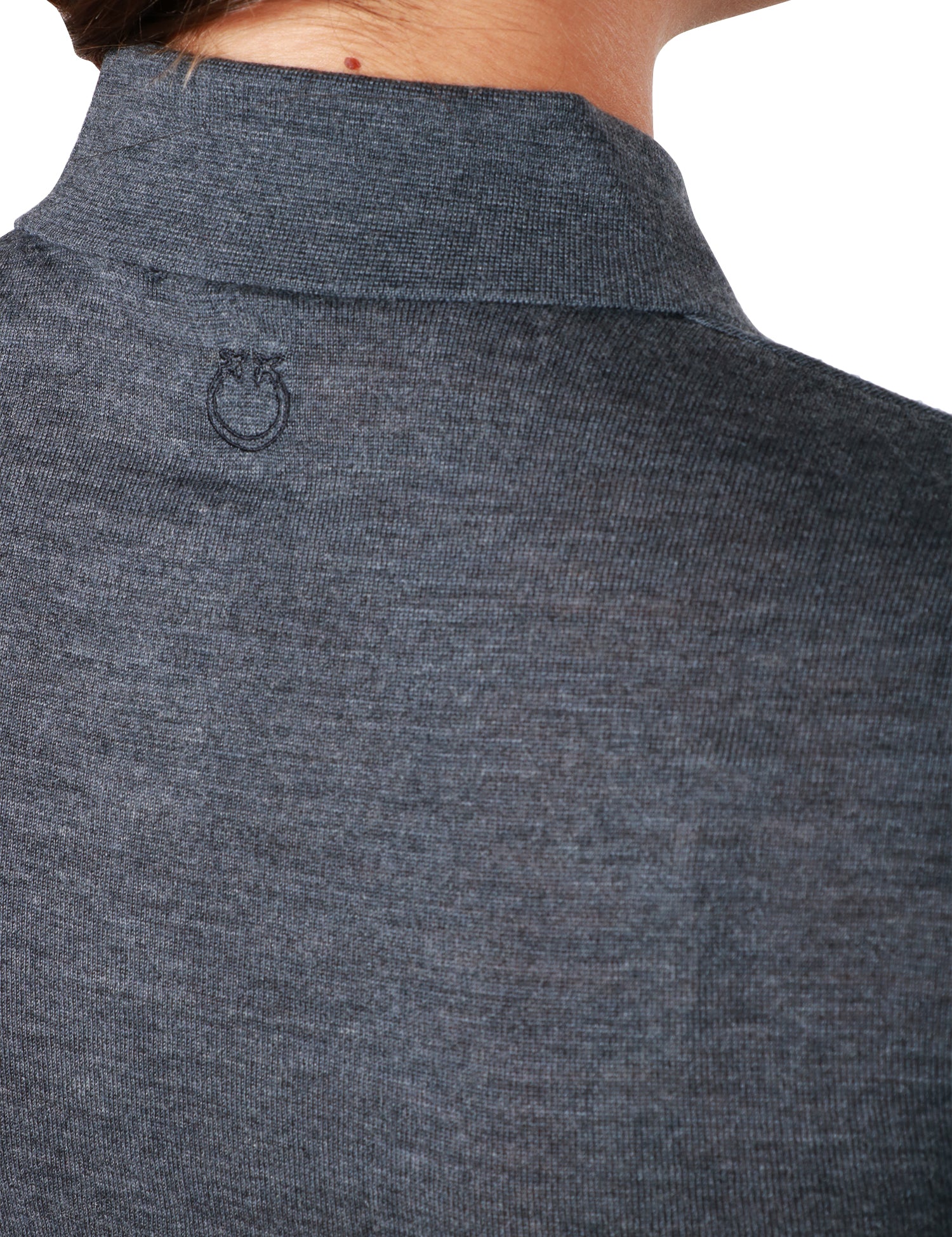 MAGLIA POLO DONNA PINKO GRIGIO CHIARO A MANICA LUNGA CON 3 BOTTONCINI IN MAGLIA EXTRAFINE