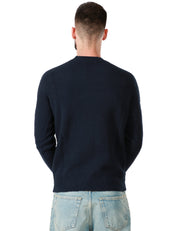 MAGLIONE UOMO ROBERTO COLLINA BLU NAVY GIROCOLLO IN MISTO LANA