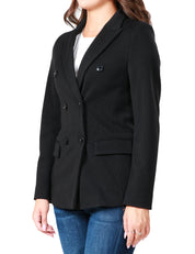 GIACCA DONNA SEVENTY NERA IN MAGLIA ARMATURATA CON CHIUSURA DOPPIOPETTO E TASCHE CON PATTA