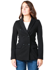 GIACCA DONNA SEVENTY NERA IN MAGLIA ARMATURATA CON CHIUSURA DOPPIOPETTO E TASCHE CON PATTA