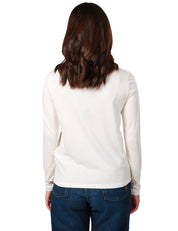 CAMICIA DONNA SEVENTY PANNA A MANICA LUNGA CON SCOLLO TONDO CON LACCETTO E ROUGES IN JERSEY E CRèPE FLUIDO