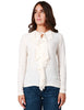 Camicia donna seventy panna a manica lunga con scollo tondo con laccetto e rouges in jersey e crèpe fluido