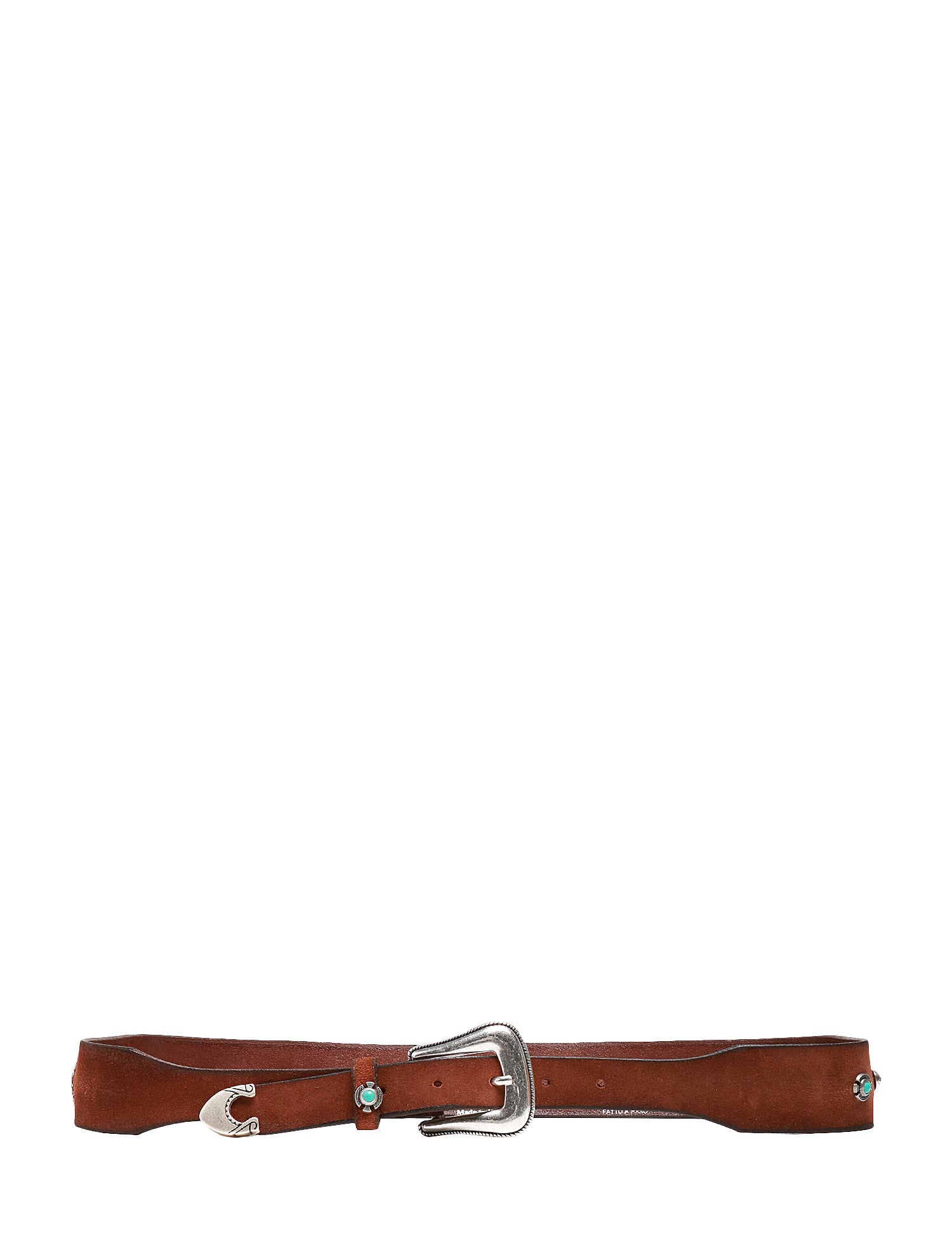CINTURA ALBERTO LUTI MARRONE 100% PELLE CON PLACCA ARGENTATA E PIETRE TURCHESI
