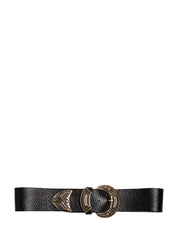 CINTURA ALBERTO LUTI NERA 100% PELLE CON PLACCA ORO