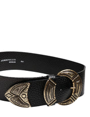 CINTURA ALBERTO LUTI NERA 100% PELLE CON PLACCA ORO