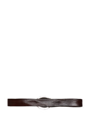 CINTURA ALBERTO LUTI MARRONE 100% PELLE CON PLACCA ARGENTATA E PIETRE TURCHESI