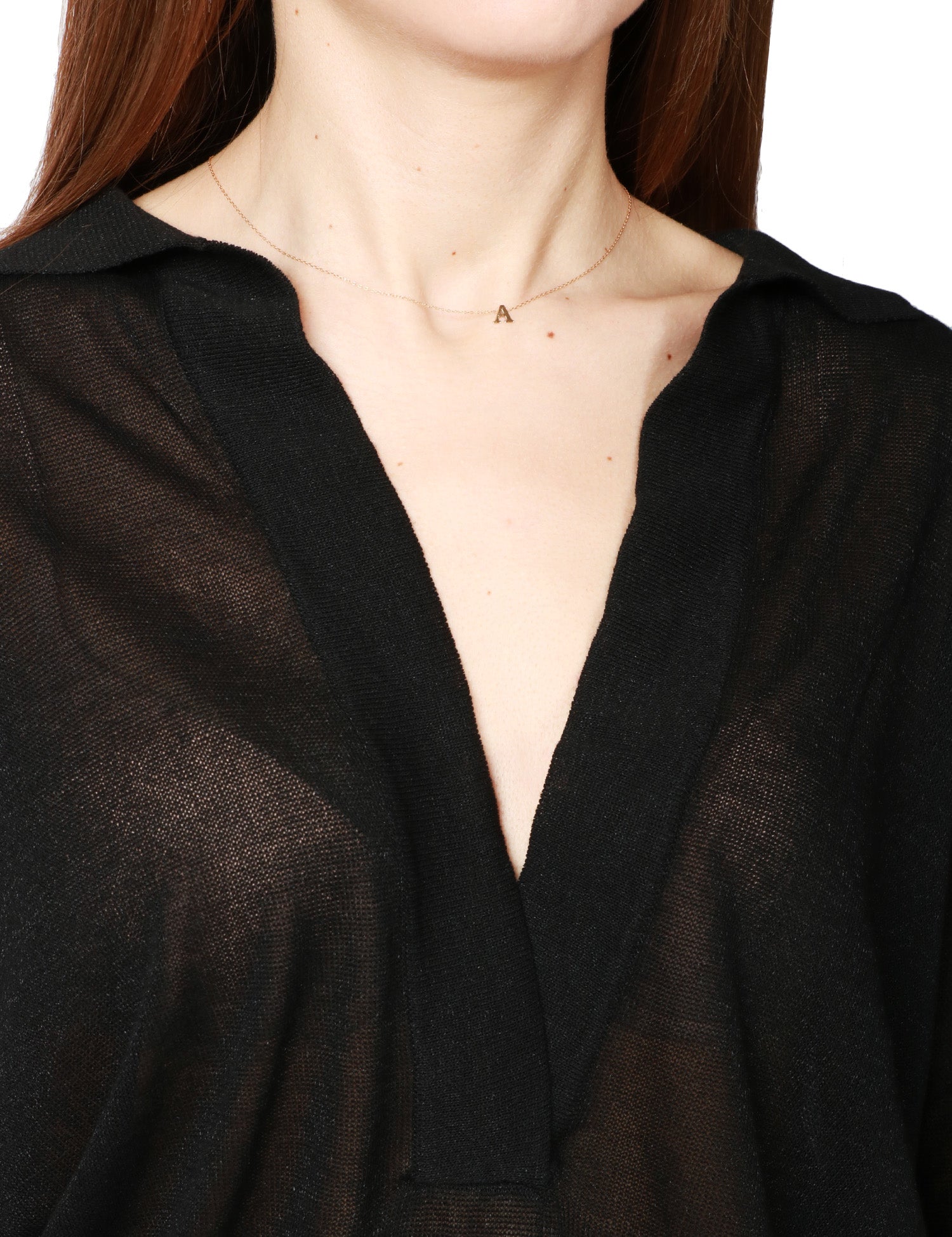 POLO DONNA ALPHA STUDIO NERA A MANICA LUNGA CON SCOLLO A V SENZA BOTTONI