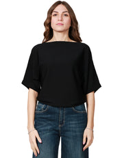 MAGLIA DONNA ALPHA STUDIO NERA TAGLIO KIMONO CON SCOLLO A BARCA IN VISCOSA