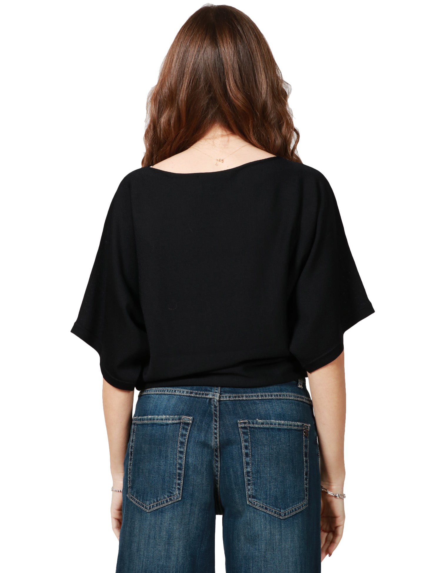 MAGLIA DONNA ALPHA STUDIO NERA TAGLIO KIMONO CON SCOLLO A BARCA IN VISCOSA