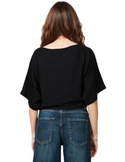 MAGLIA DONNA ALPHA STUDIO NERA TAGLIO KIMONO CON SCOLLO A BARCA IN VISCOSA