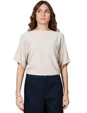 MAGLIA DONNA ALPHA STUDIO SABBIA KIMONO CON SCOLLO A BARCA IN VISCOSA