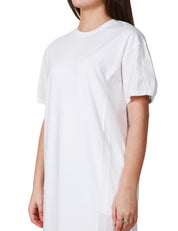 ABITO MIDI DONNA ALPHA STUDIO BIANCO CON MANICA CORTA ARRICCIATA IN JERSEY DI COTONE