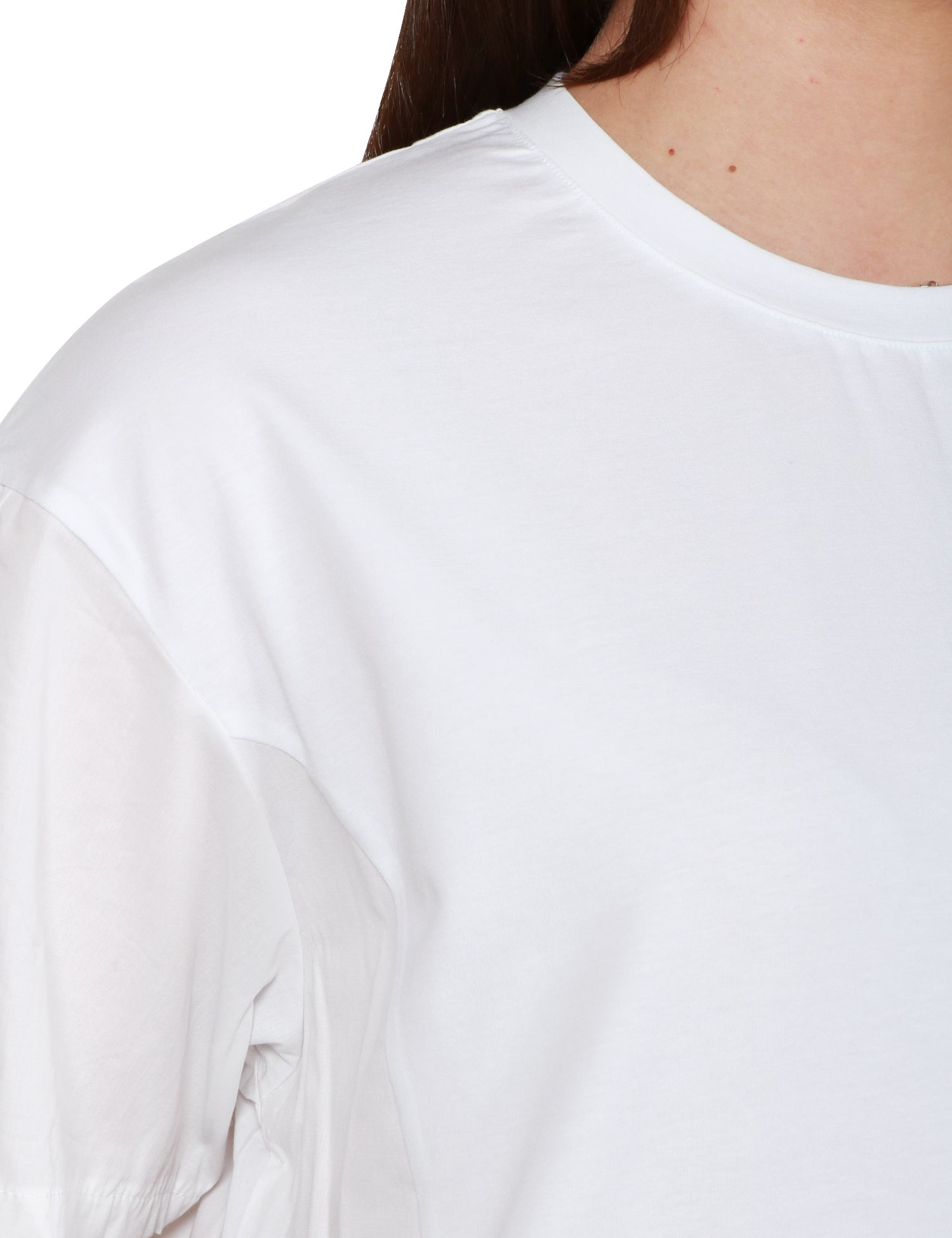 ABITO MIDI DONNA ALPHA STUDIO BIANCO CON MANICA CORTA ARRICCIATA IN JERSEY DI COTONE