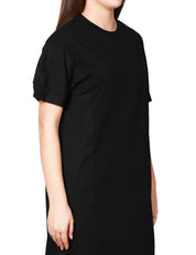 ABITO MIDI DONNA ALPHA STUDIO NERO CON MANICA CORTA ARRICCIATA IN JERSEY DI COTONE