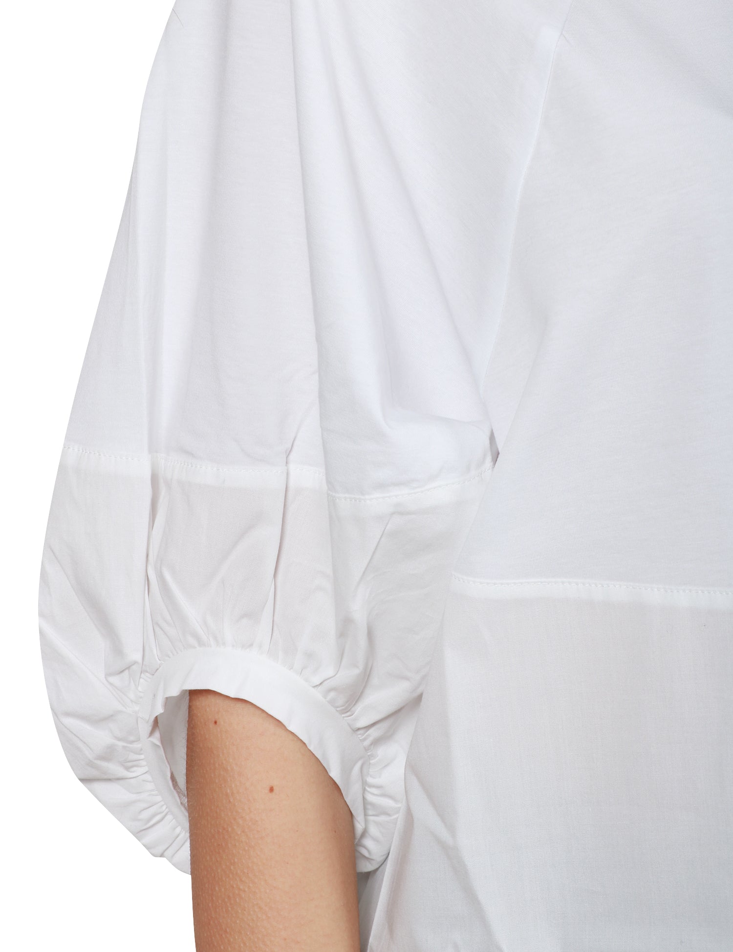 MAGLIA DONNA ALPHA STUDIO BIANCA CON MANICA RAGLAN A SBUFFO IN POPELINE
