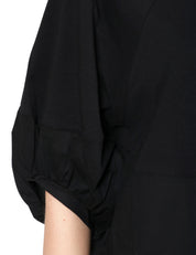 MAGLIA DONNA ALPHA STUDIO NERA CON MANICA RAGLAN A SBUFFO IN POPELINE