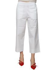 PANTALONE DONNA ALPHA STUDIO BIANCO MODELLO GARCONNE ALLA CAVIGLIA IN POPELINE LEGGERA