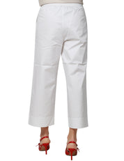PANTALONE DONNA ALPHA STUDIO BIANCO MODELLO GARCONNE ALLA CAVIGLIA IN POPELINE LEGGERA