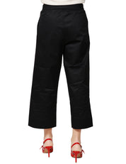 PANTALONE DONNA ALPHA STUDIO NERO MODELLO GARCONNE IN POPELINE LEGGERA