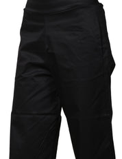 PANTALONE DONNA ALPHA STUDIO NERO MODELLO GARCONNE IN POPELINE LEGGERA