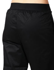 PANTALONE DONNA ALPHA STUDIO NERO MODELLO GARCONNE IN POPELINE LEGGERA