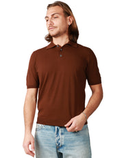 POLO UOMO ALPHA STUDIO MORO A MEZZA MANICA CON BOTTONI SULLO SCOLLO IN COTONE CREPE URBAN
