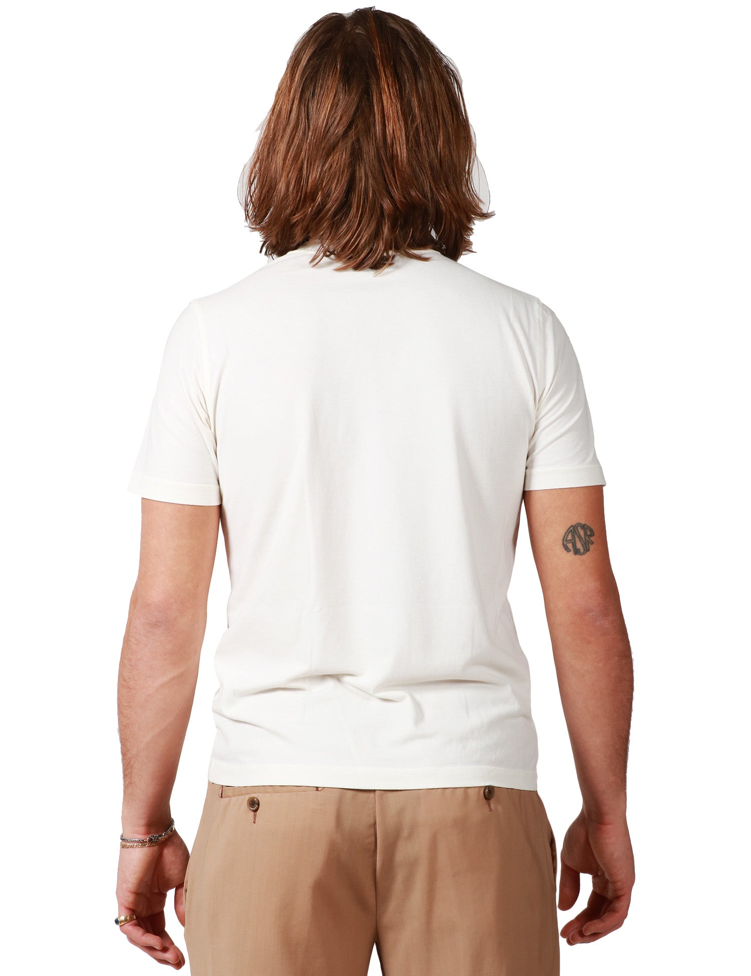 T-SHIRT UOMO ALPHA STUDIO LATTE GIROCOLLO ICE COTTON