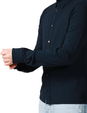 CAMICIA UOMO ALPHA STUDIO BLU NOTTE A MANICA LUNGA IN ICE COTTON