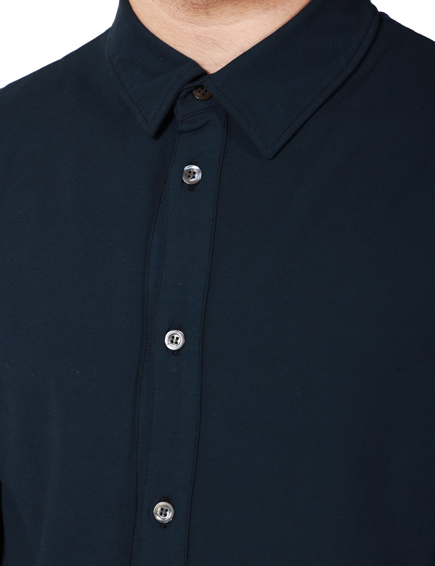 CAMICIA UOMO ALPHA STUDIO BLU NOTTE A MANICA LUNGA IN ICE COTTON