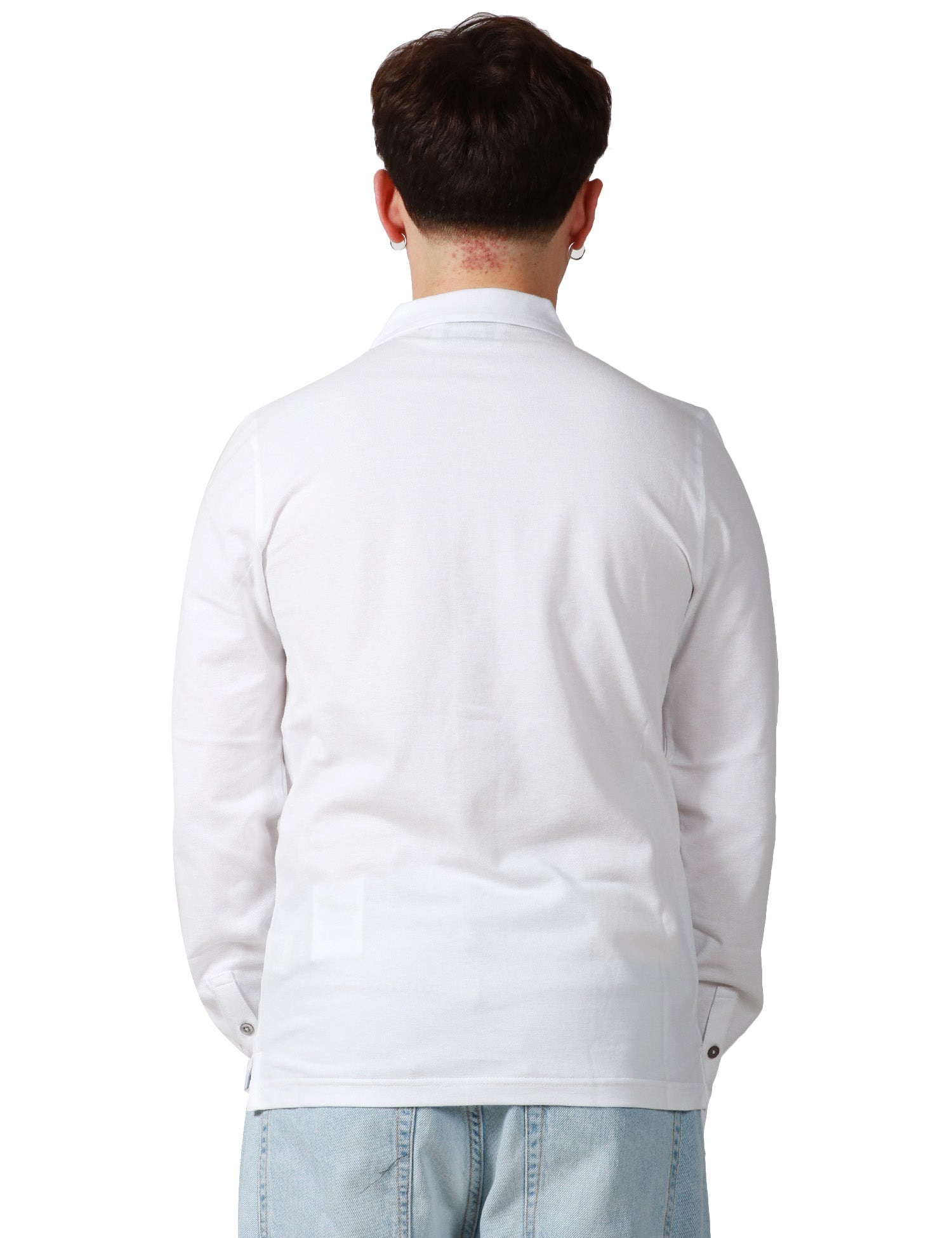 CAMICIA UOMO ALPHA STUDIO BIANCA A MANICA LUNGA IN PIQUET STRETCH