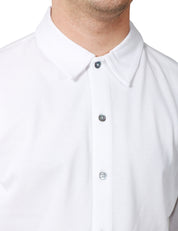 CAMICIA UOMO ALPHA STUDIO BIANCA A MANICA LUNGA IN PIQUET STRETCH