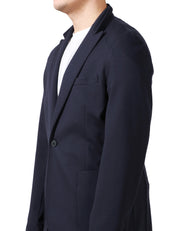 GIACCA UOMO ALPHA STUDIO BLU MONOPETTO IN MISTO VISCOSA CON TASCHE PIATTE APPLICATI DAVANTI