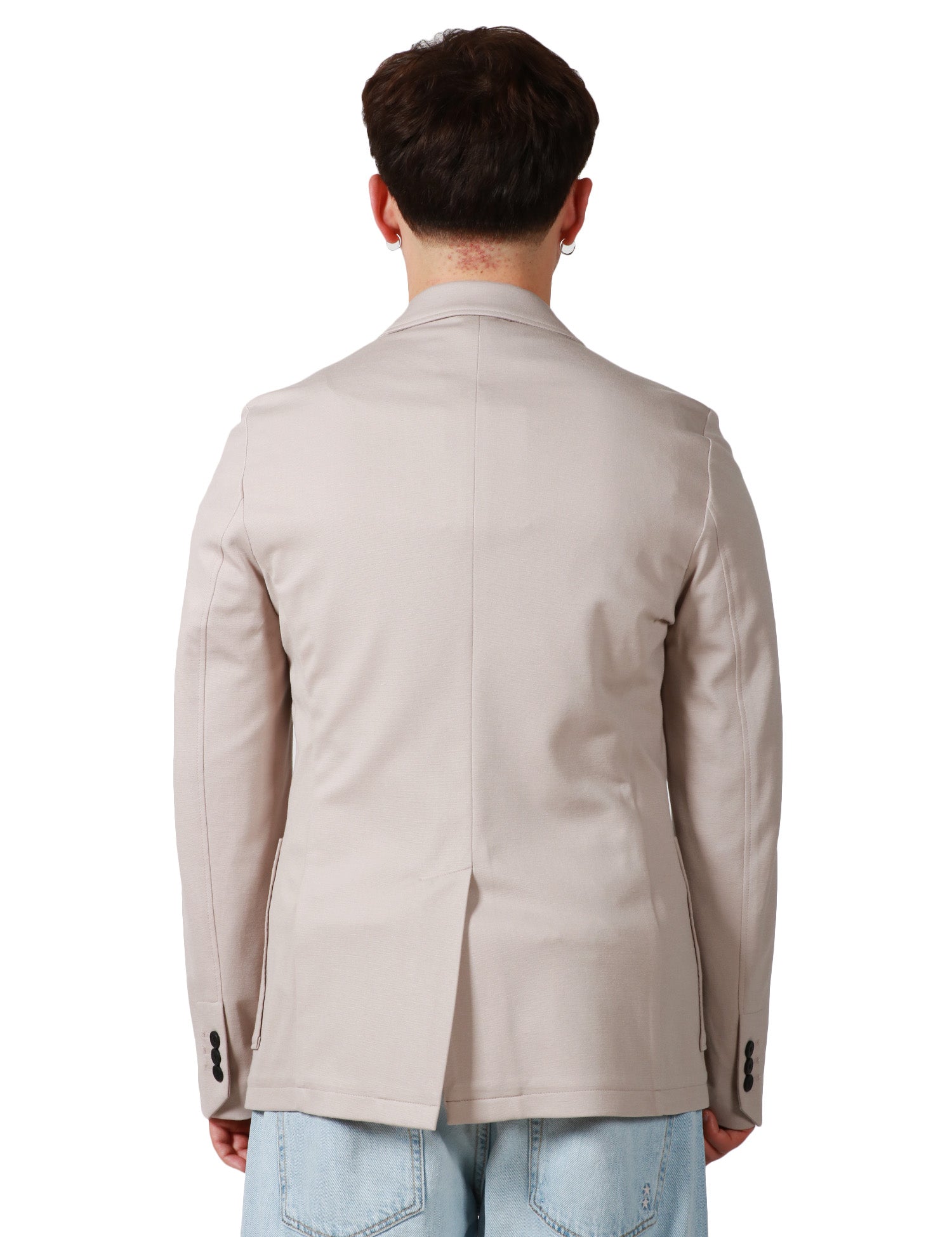 GIACCA UOMO ALPHA STUDIO STONE MONOPETTO IN MISTO VISCOSA CON TASCHE PIATTE APPLICATE DAVANTI