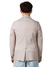 GIACCA UOMO ALPHA STUDIO STONE MONOPETTO IN MISTO VISCOSA CON TASCHE PIATTE APPLICATE DAVANTI