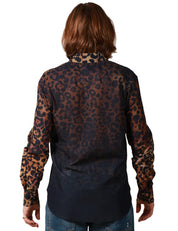 CAMICIA UOMO AMARANTO MACULATA A MANICA LUNGA CON EFFETTO SFUMATO NERO