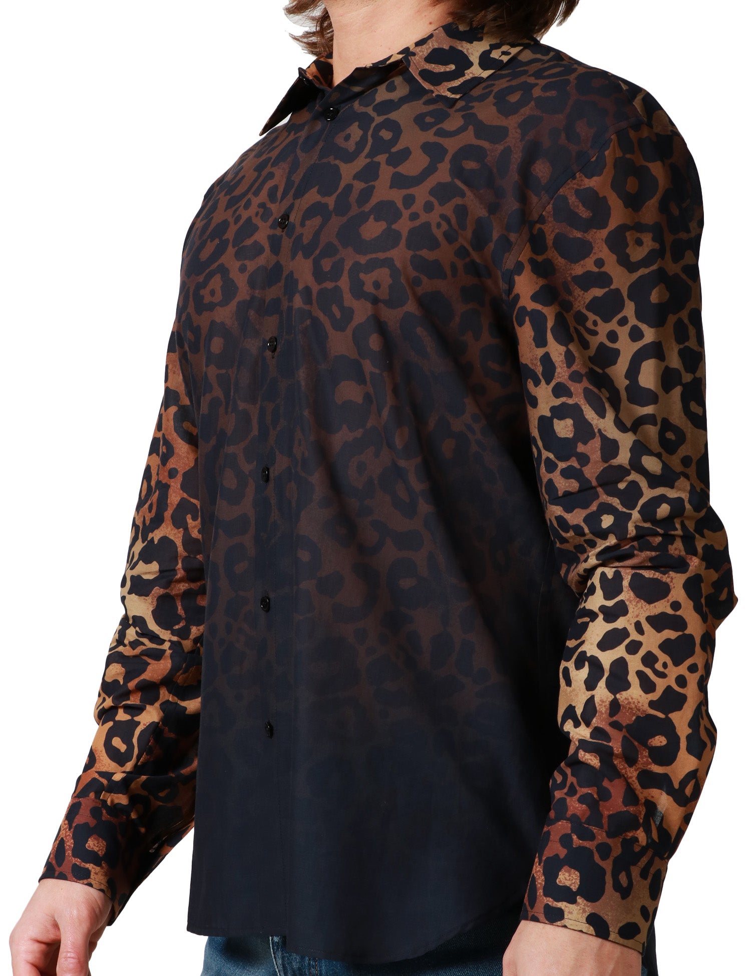 CAMICIA UOMO AMARANTO MACULATA A MANICA LUNGA CON EFFETTO SFUMATO NERO