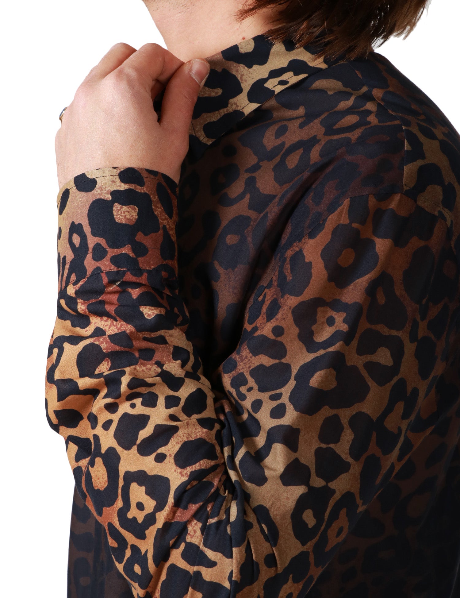 CAMICIA UOMO AMARANTO MACULATA A MANICA LUNGA CON EFFETTO SFUMATO NERO