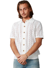 CARDIGAN UOMO AMARANTO BIANCO A MEZZA MANICA CON BOTTONI IN MAGLIA TRAFORATA