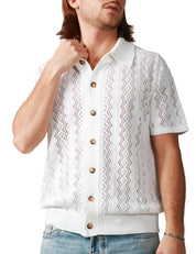 CARDIGAN UOMO AMARANTO BIANCO A MEZZA MANICA CON BOTTONI IN MAGLIA TRAFORATA