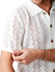 CARDIGAN UOMO AMARANTO BIANCO A MEZZA MANICA CON BOTTONI IN MAGLIA TRAFORATA